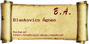 Blaskovics Ágnes névjegykártya